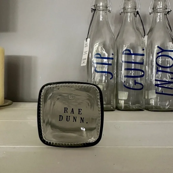 Rae Dunn Bail & Trigger Glass Bottle SET of 5 NWT - Picture 4 of 4